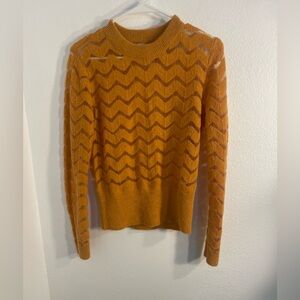 Hinge easy stripe pullover sweater, size S in Orange oak